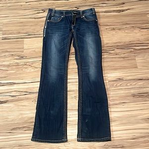 Rock & Roll Cowgirl Denim Jean Womens Bling Boot cut Shine Dark, FREE SHIPPING